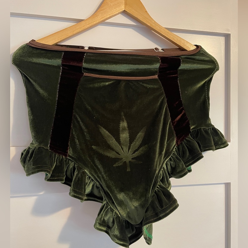 Solstice Intimates. Green Velvet Mary Jane High-Waisted Shorts